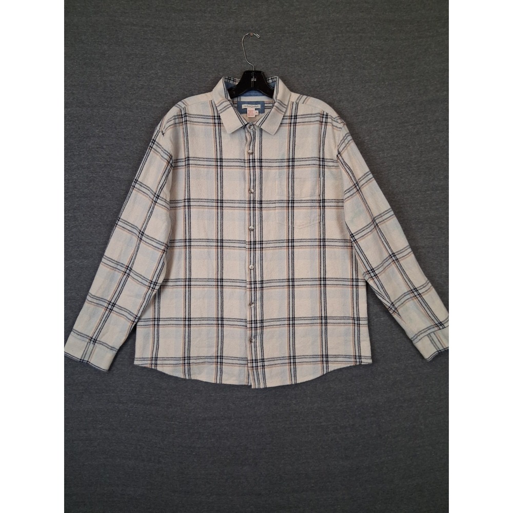 Carbon 2 Cobalt Men Shirt 2XL Brown Plaid Cotton Neutral Minimalist Capsule Fall